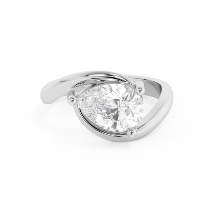Emerald Solitaire Lab Grown Diamond Engagement Ring