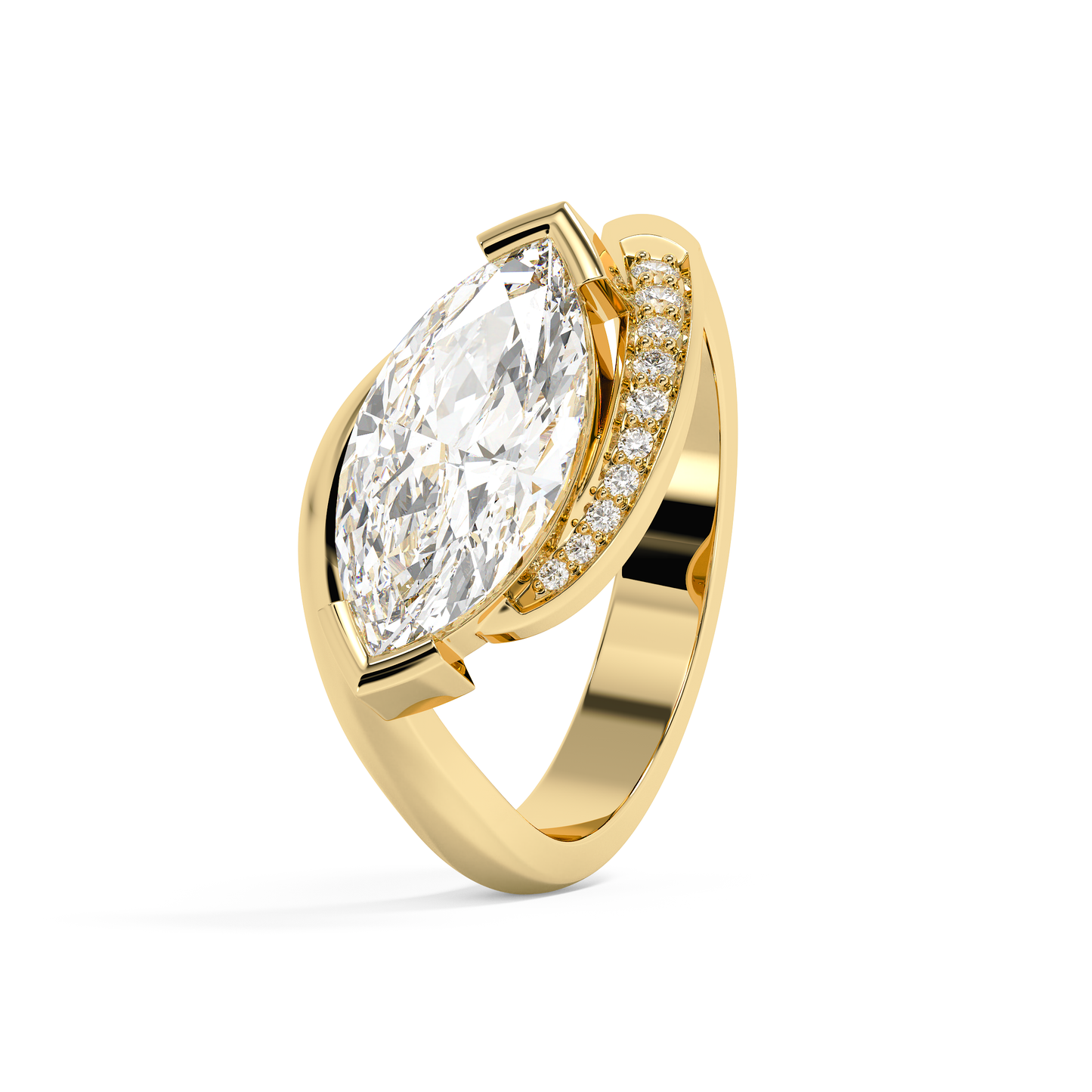 Emerald Solitaire Lab Grown Diamond Engagement Ring