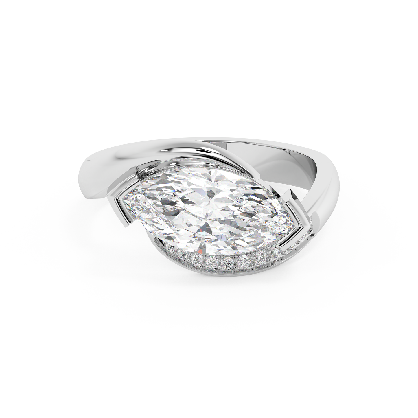 Emerald Solitaire Lab Grown Diamond Engagement Ring