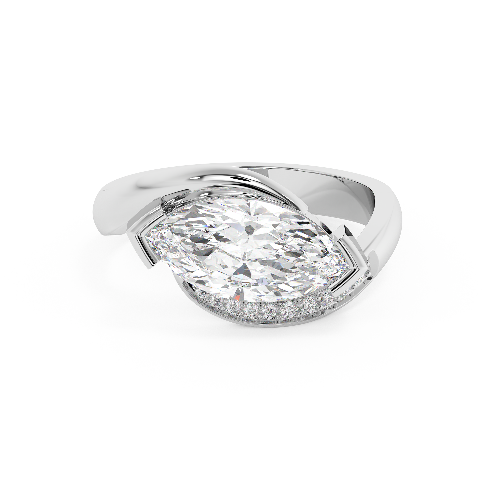 Emerald Solitaire Lab Grown Diamond Engagement Ring
