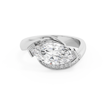 Emerald Solitaire Lab Grown Diamond Engagement Ring