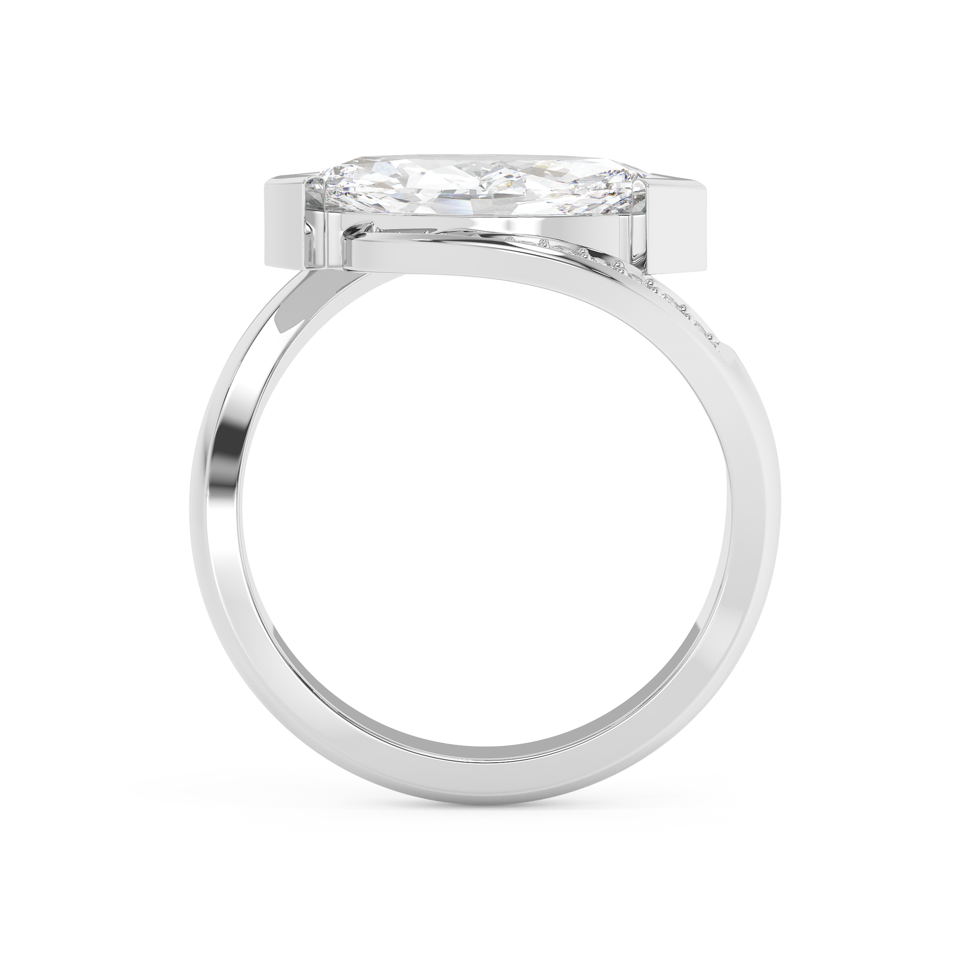 Emerald Solitaire Lab Grown Diamond Engagement Ring