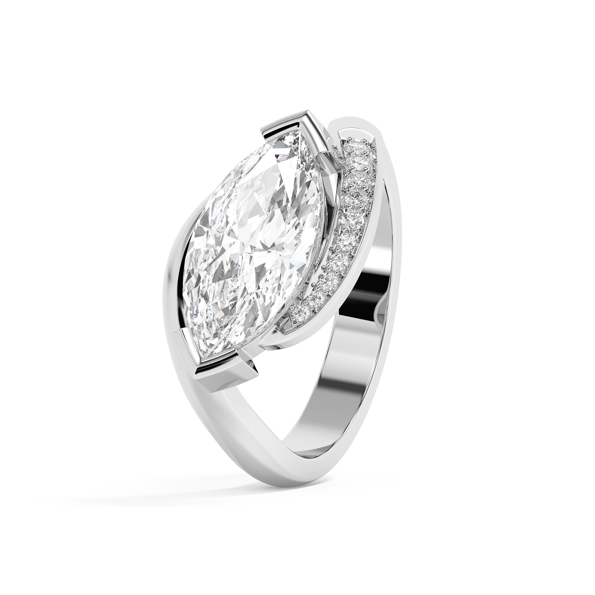 Emerald Solitaire Lab Grown Diamond Engagement Ring