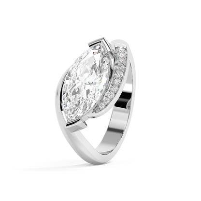 Emerald Solitaire Lab Grown Diamond Engagement Ring
