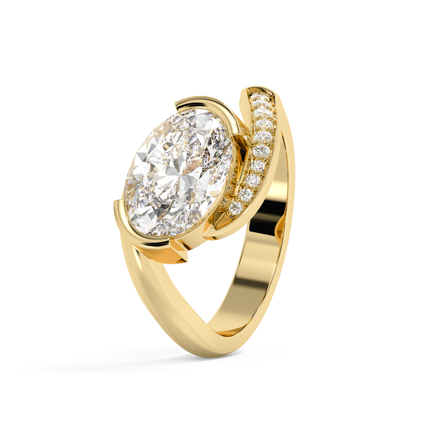 Emerald Solitaire Lab Grown Diamond Engagement Ring