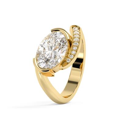Emerald Solitaire Lab Grown Diamond Engagement Ring