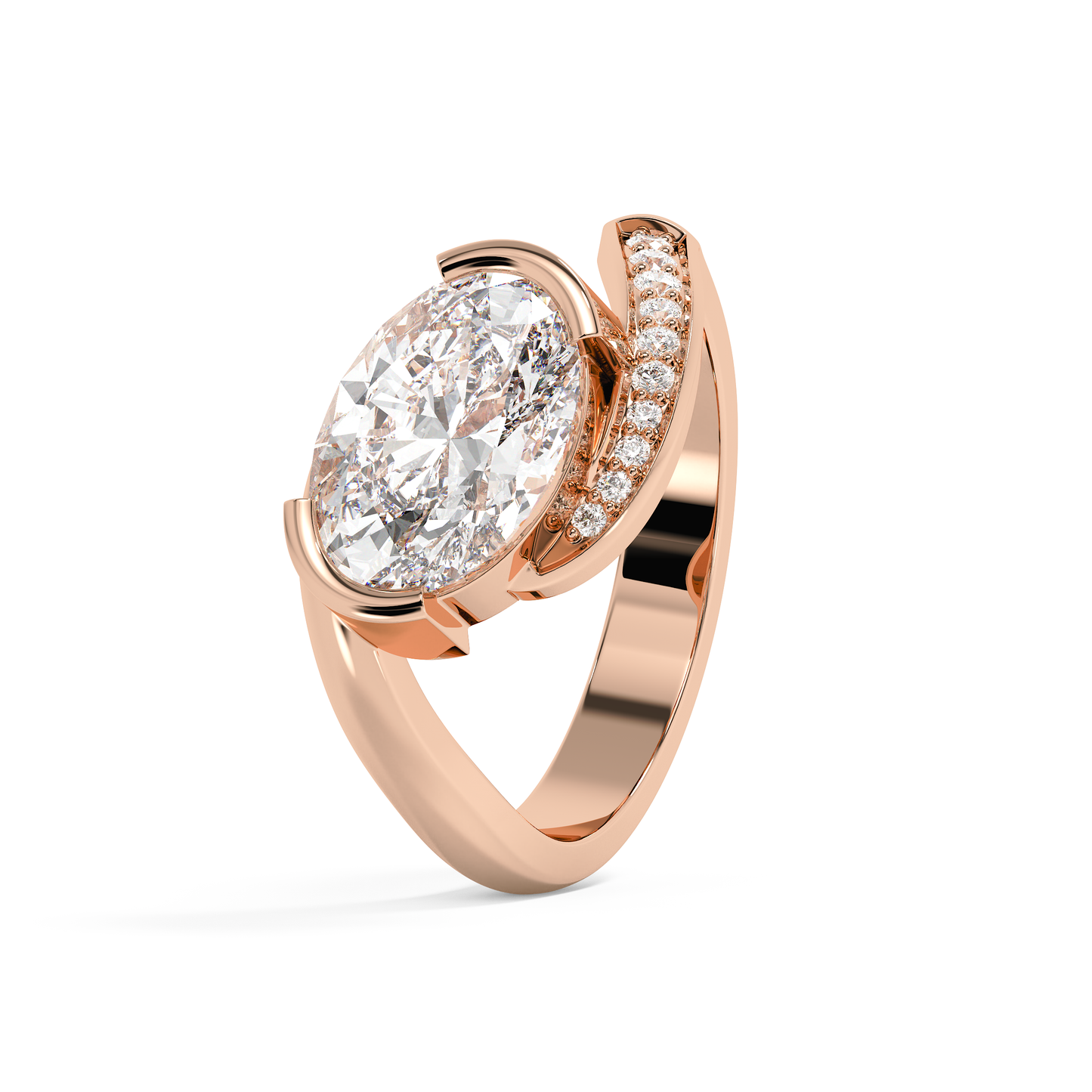 Emerald Solitaire Lab Grown Diamond Engagement Ring