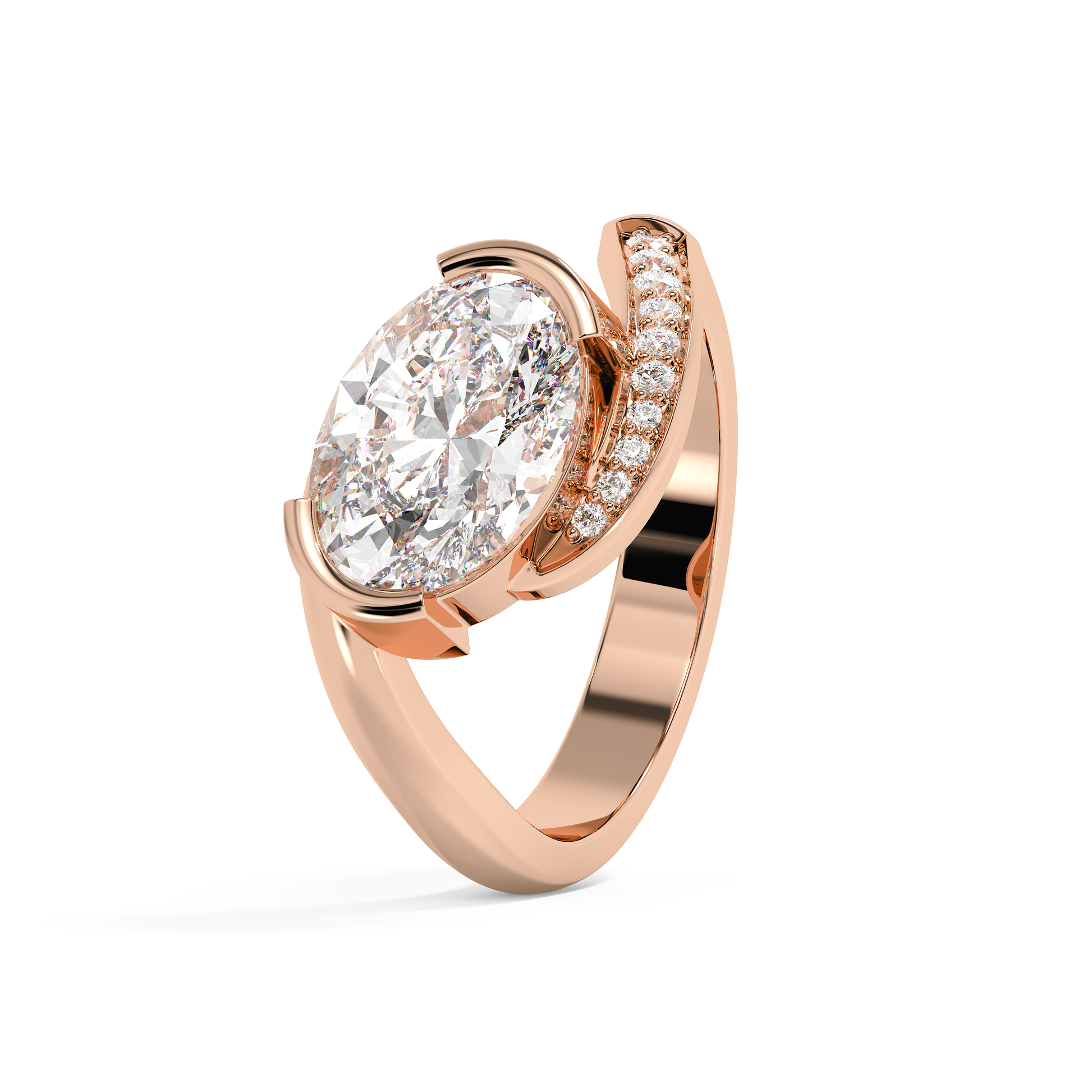 Emerald Solitaire Lab Grown Diamond Engagement Ring