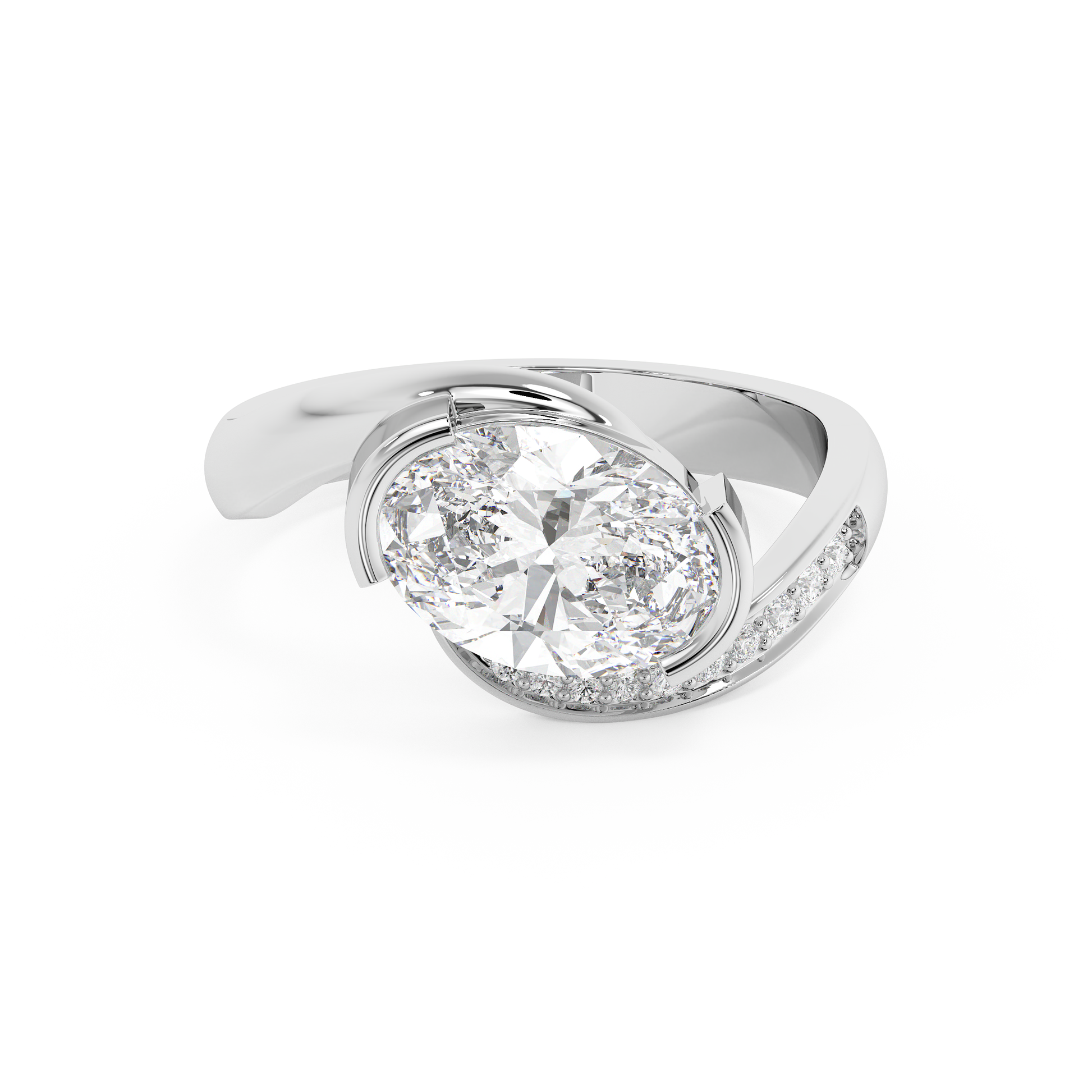 Emerald Solitaire Lab Grown Diamond Engagement Ring