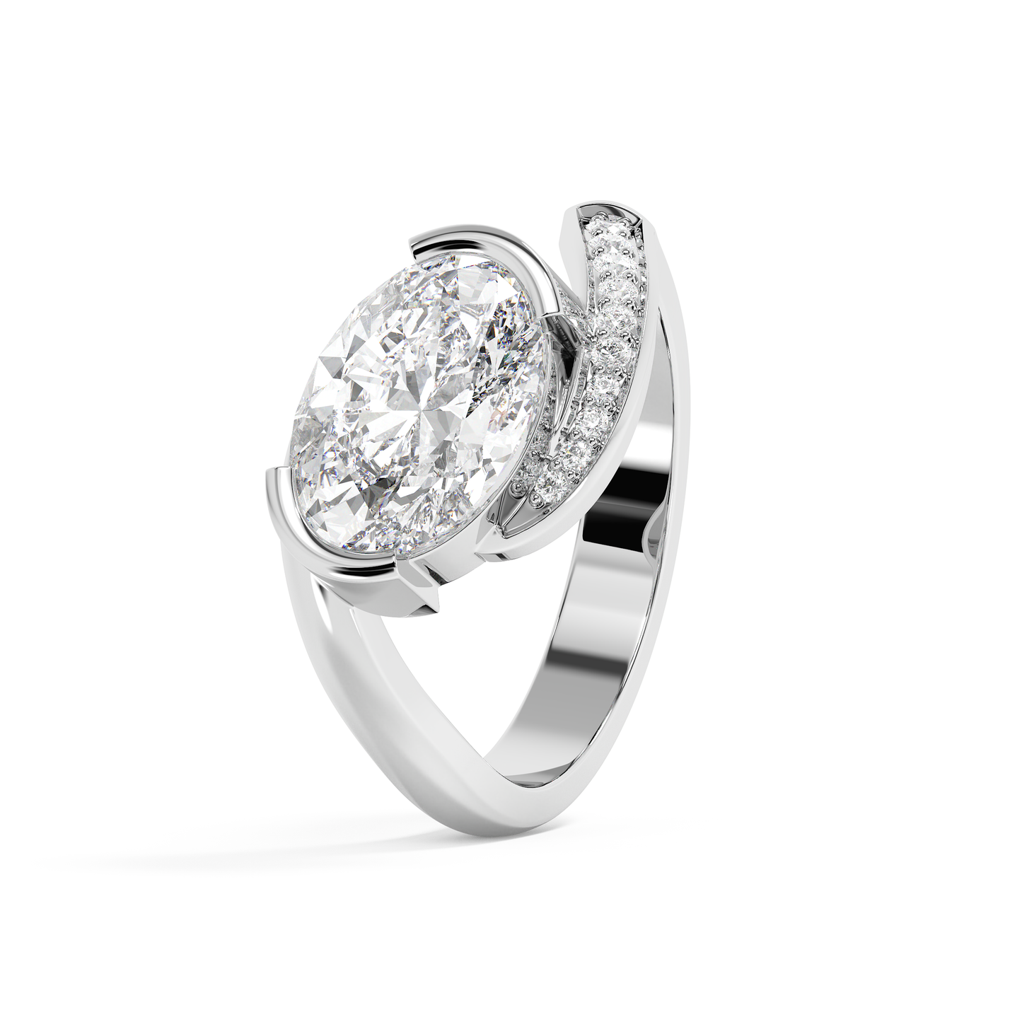 Emerald Solitaire Lab Grown Diamond Engagement Ring