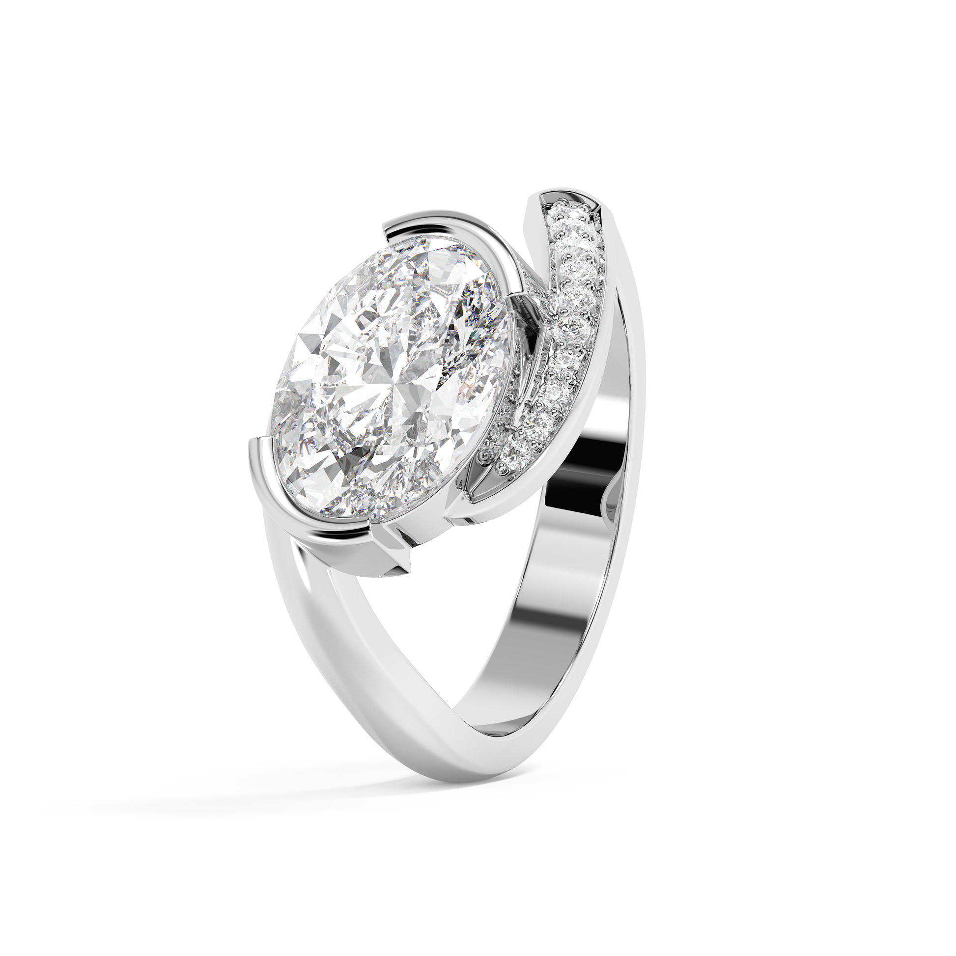 Emerald Solitaire Lab Grown Diamond Engagement Ring