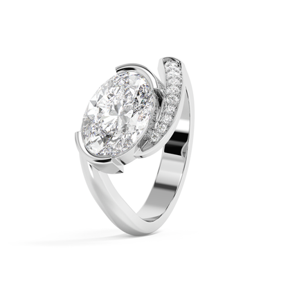 Emerald Solitaire Lab Grown Diamond Engagement Ring