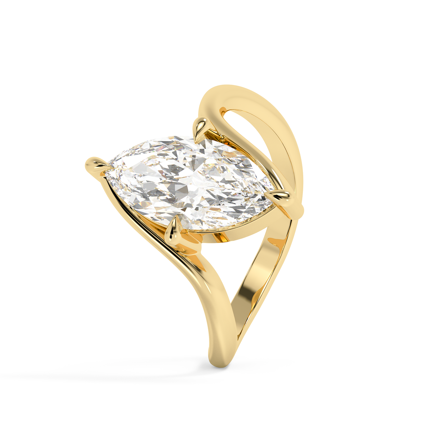 Emerald Solitaire Lab Grown Diamond Engagement Ring