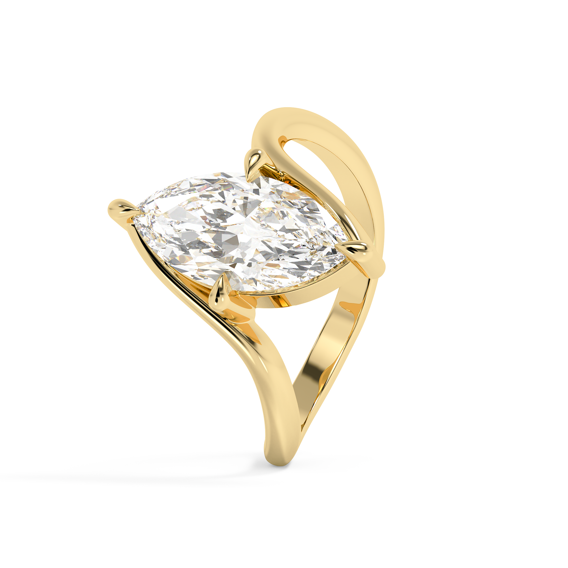 Emerald Solitaire Lab Grown Diamond Engagement Ring