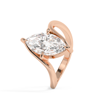 Emerald Solitaire Lab Grown Diamond Engagement Ring