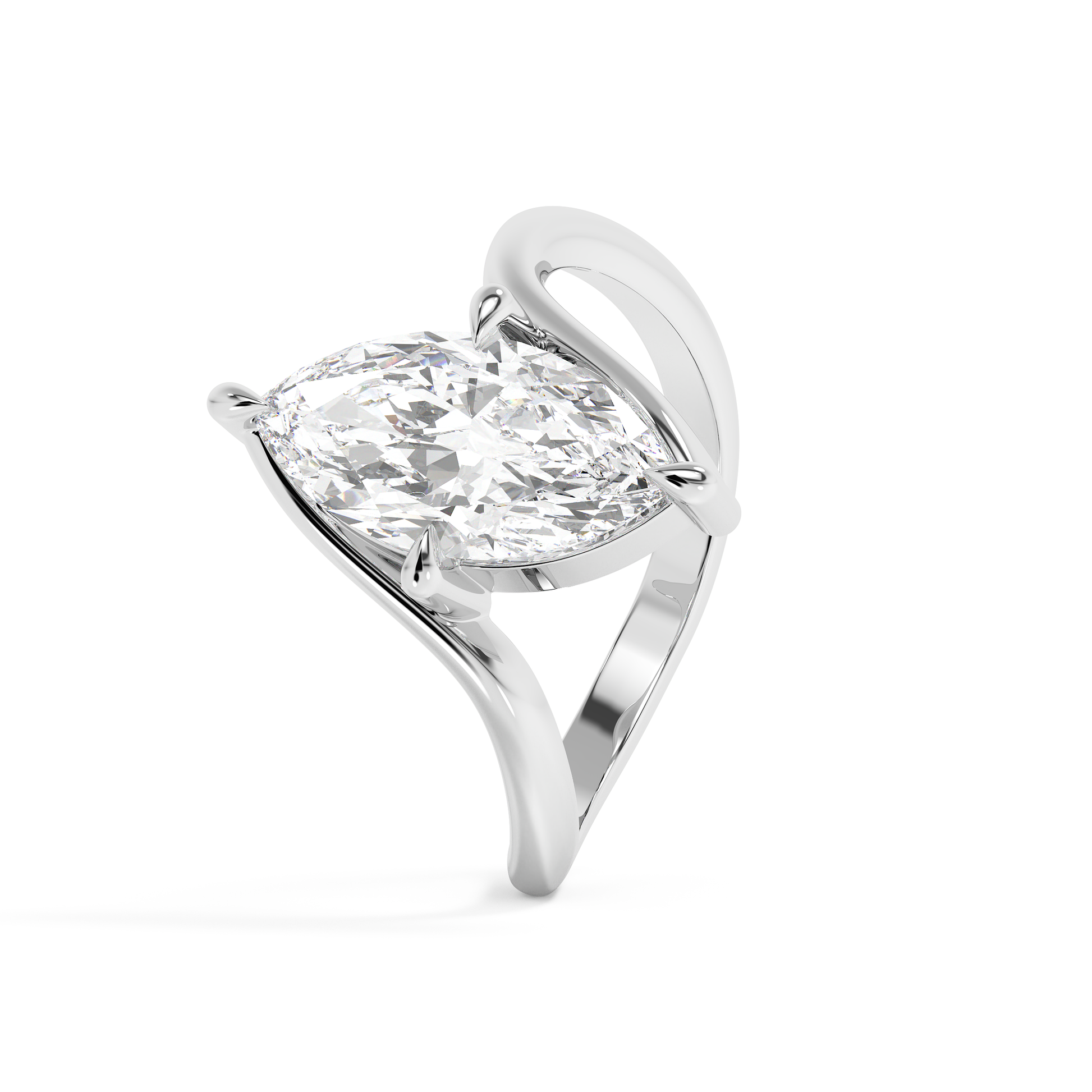 Emerald Solitaire Lab Grown Diamond Engagement Ring