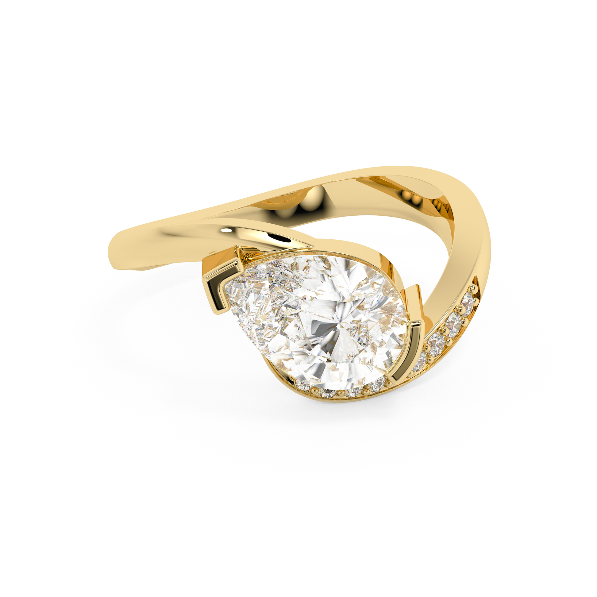 Emerald Solitaire Lab Grown Diamond Engagement Ring