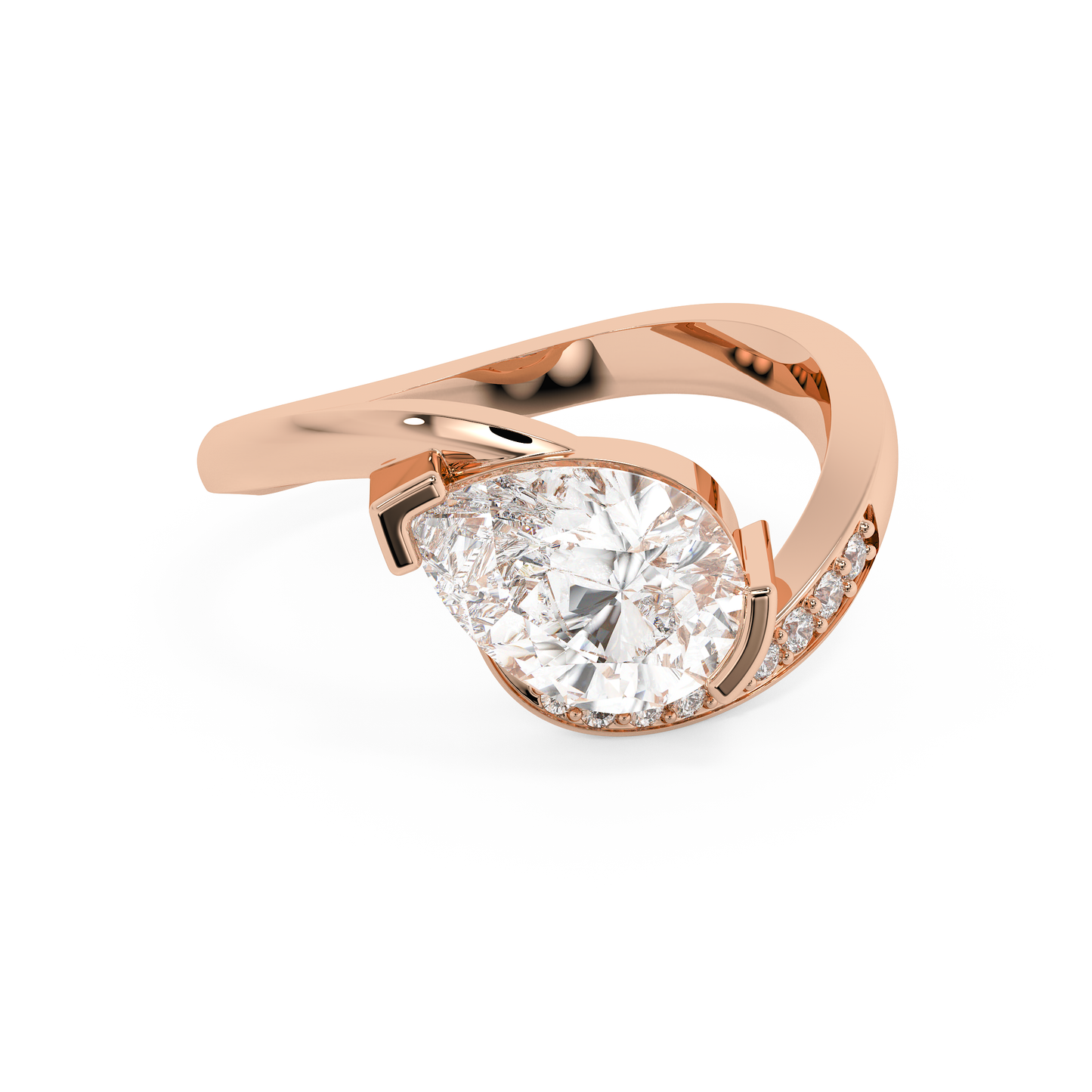 Emerald Solitaire Lab Grown Diamond Engagement Ring