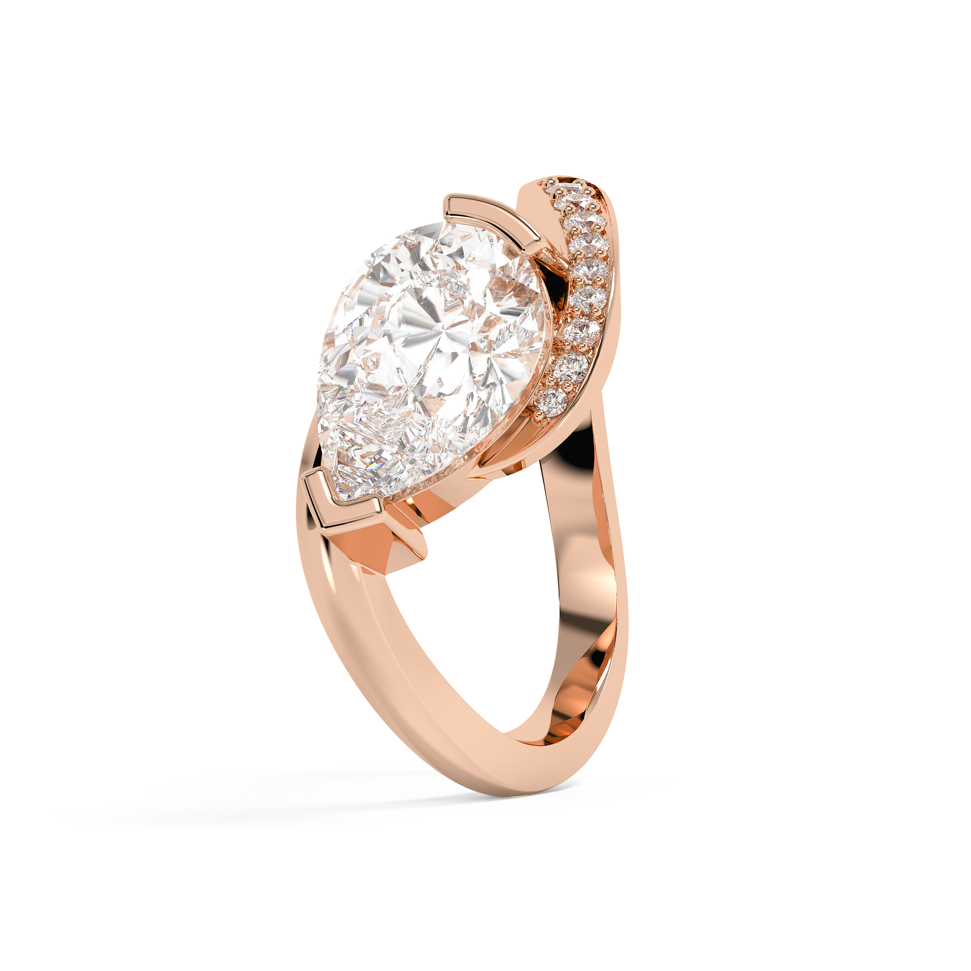 Emerald Solitaire Lab Grown Diamond Engagement Ring