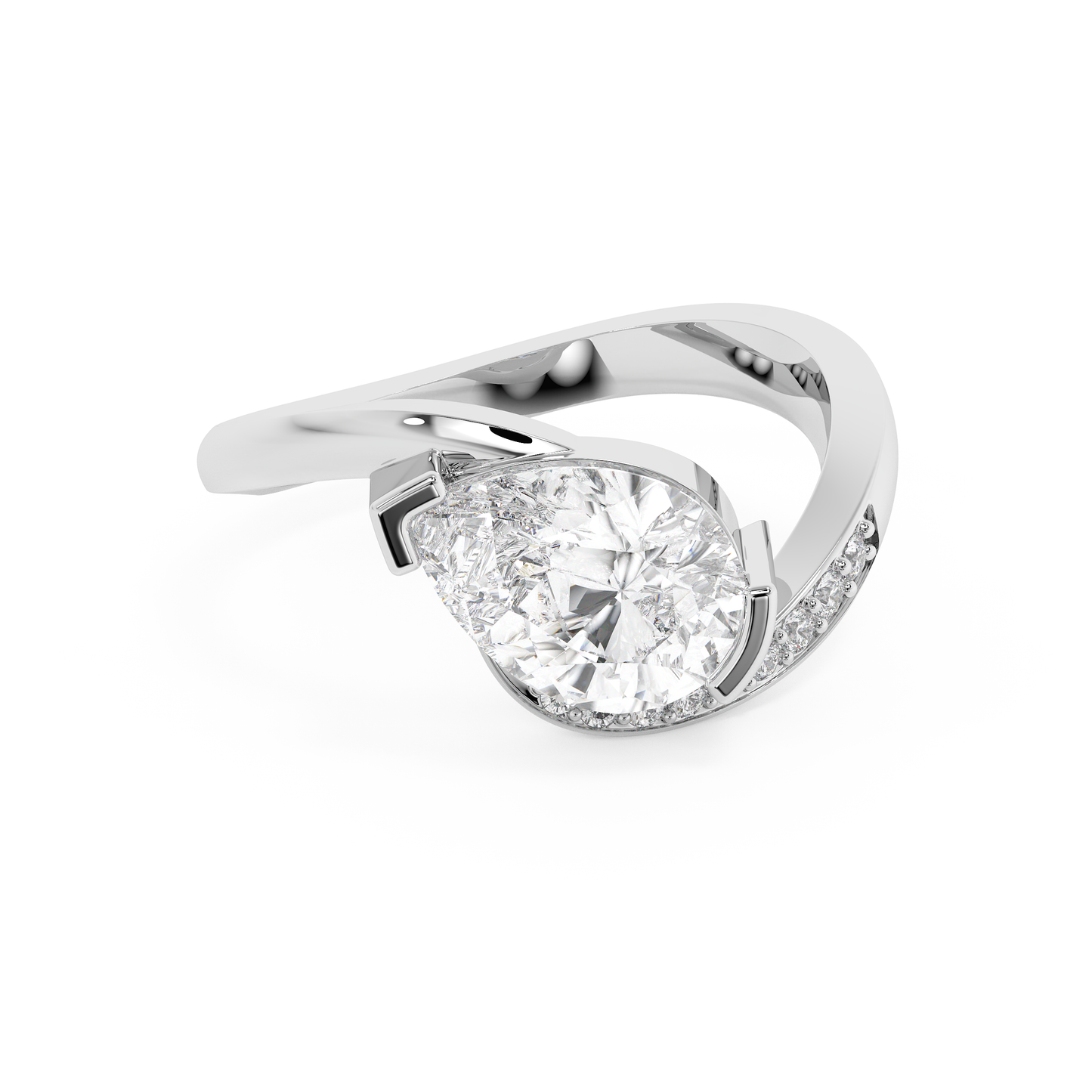 Emerald Solitaire Lab Grown Diamond Engagement Ring
