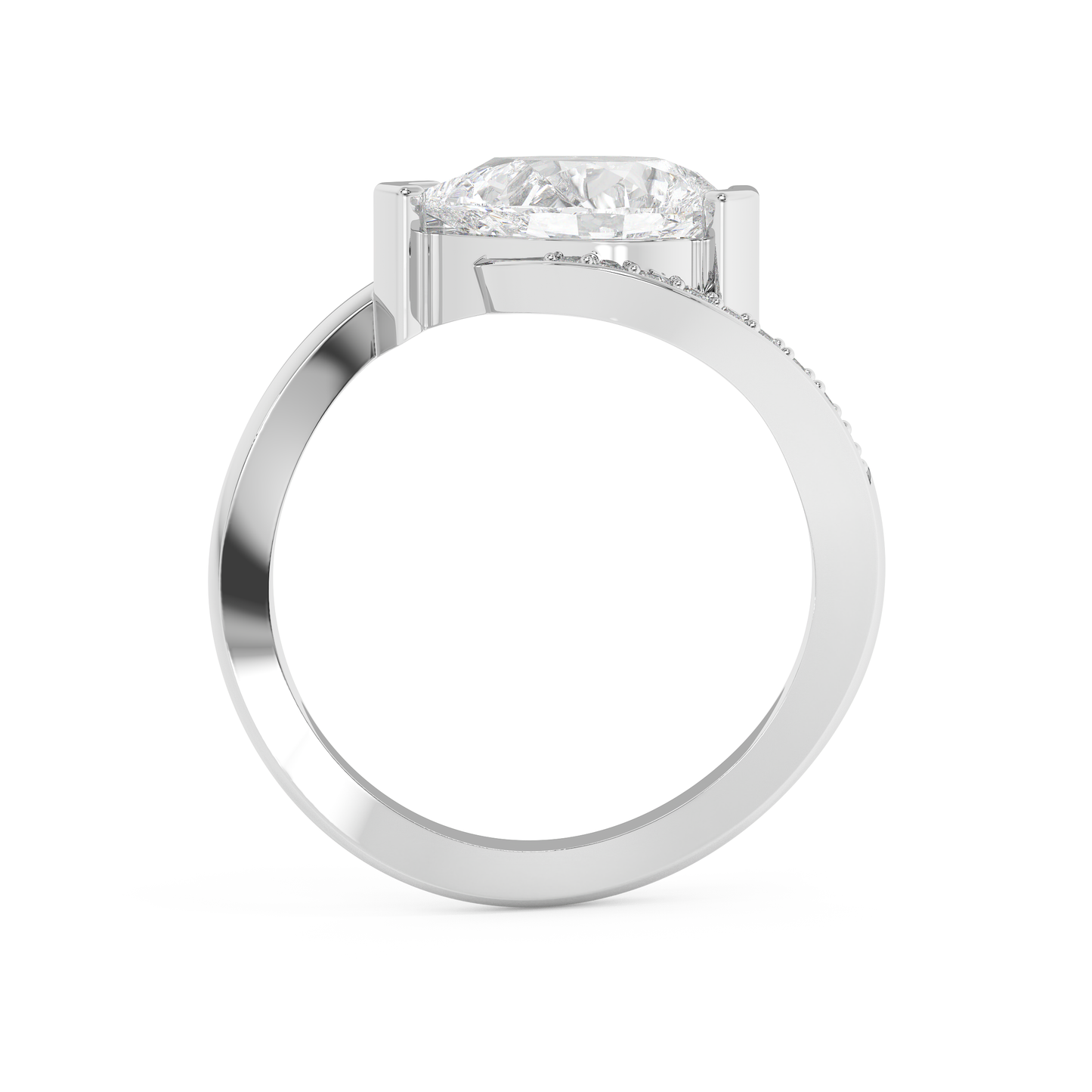 Emerald Solitaire Lab Grown Diamond Engagement Ring