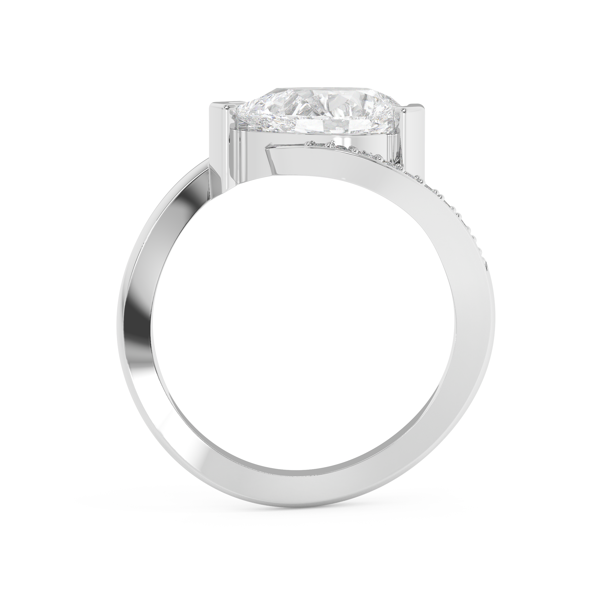 Emerald Solitaire Lab Grown Diamond Engagement Ring