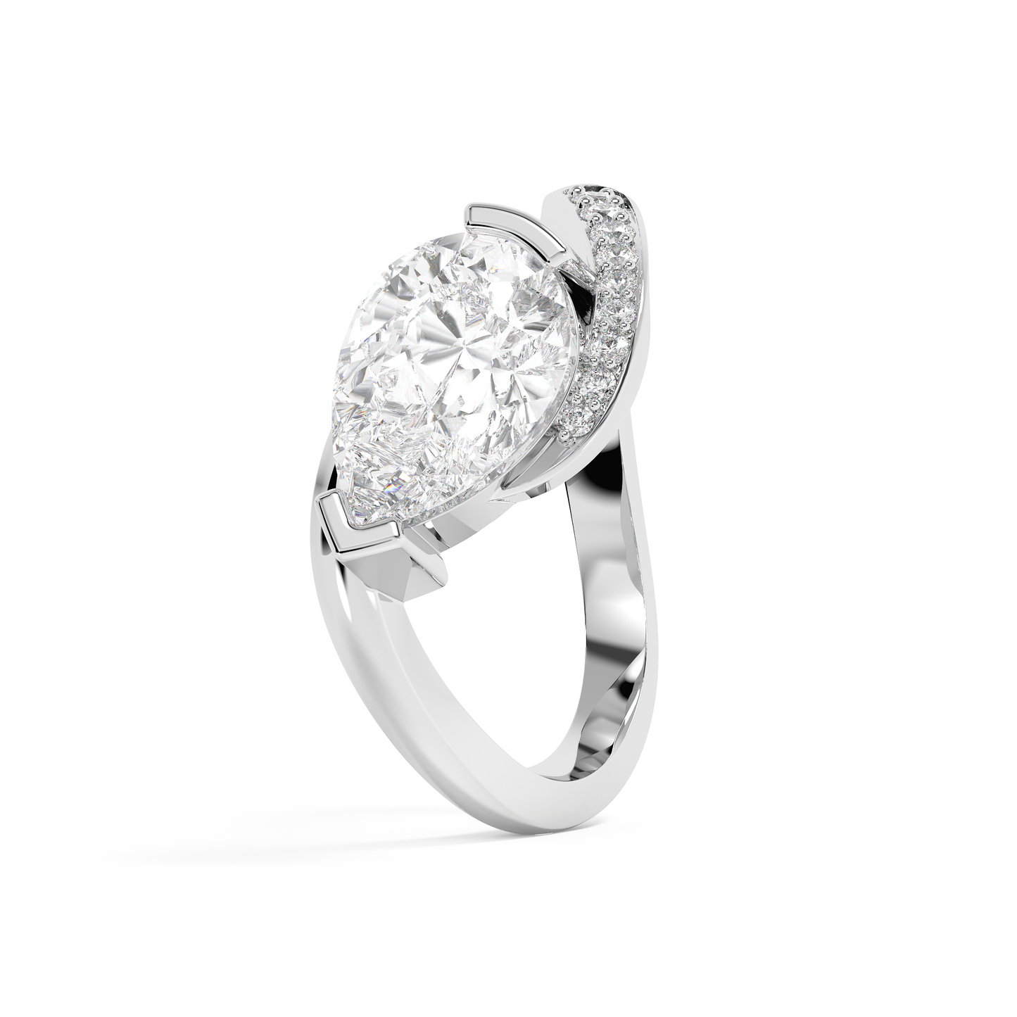Emerald Solitaire Lab Grown Diamond Engagement Ring