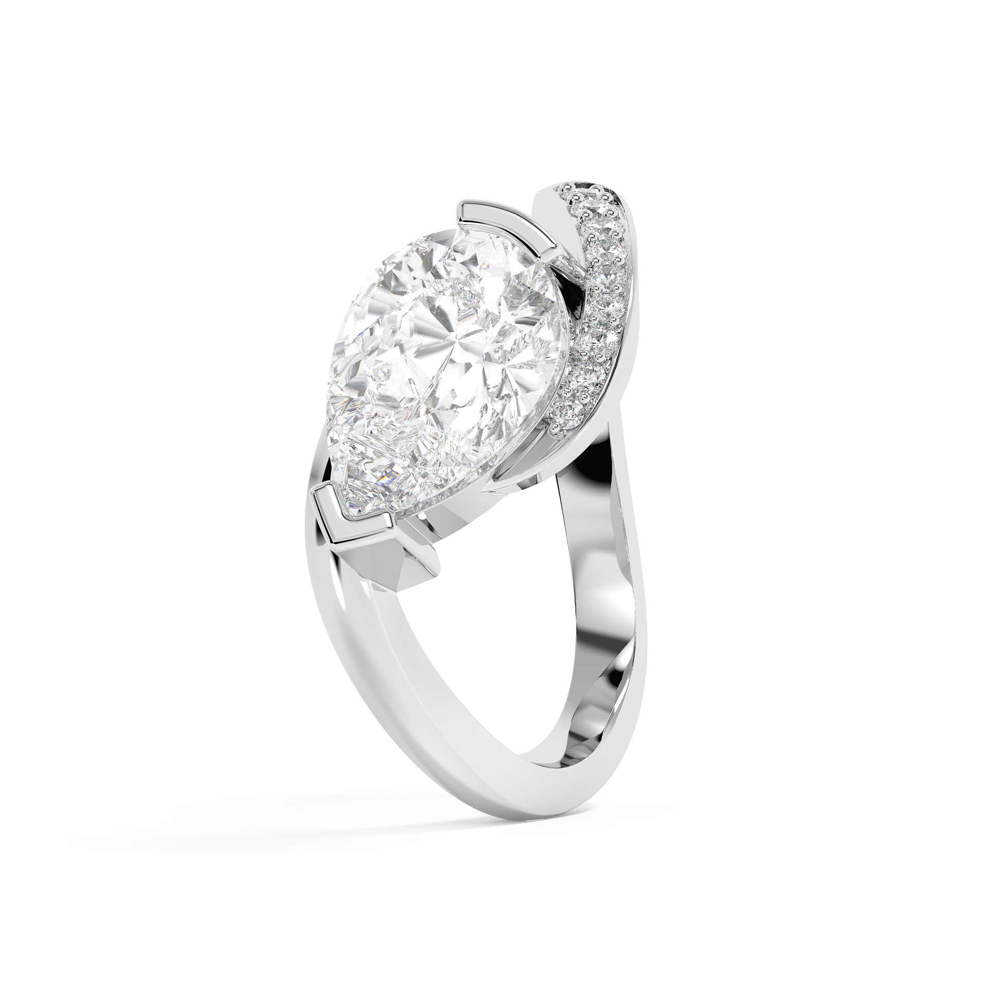 Emerald Solitaire Lab Grown Diamond Engagement Ring