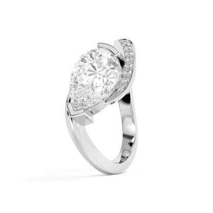 Emerald Solitaire Lab Grown Diamond Engagement Ring