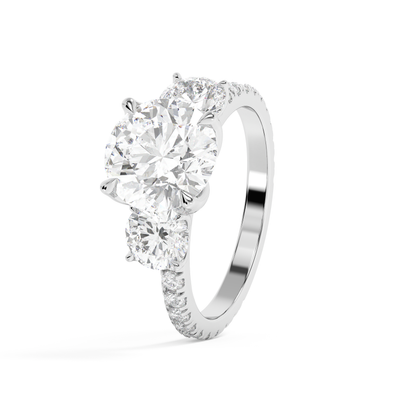 Emerald Solitaire Lab Grown Diamond Engagement Ring