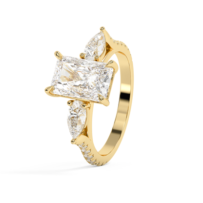 Emerald Solitaire Lab Grown Diamond Engagement Ring