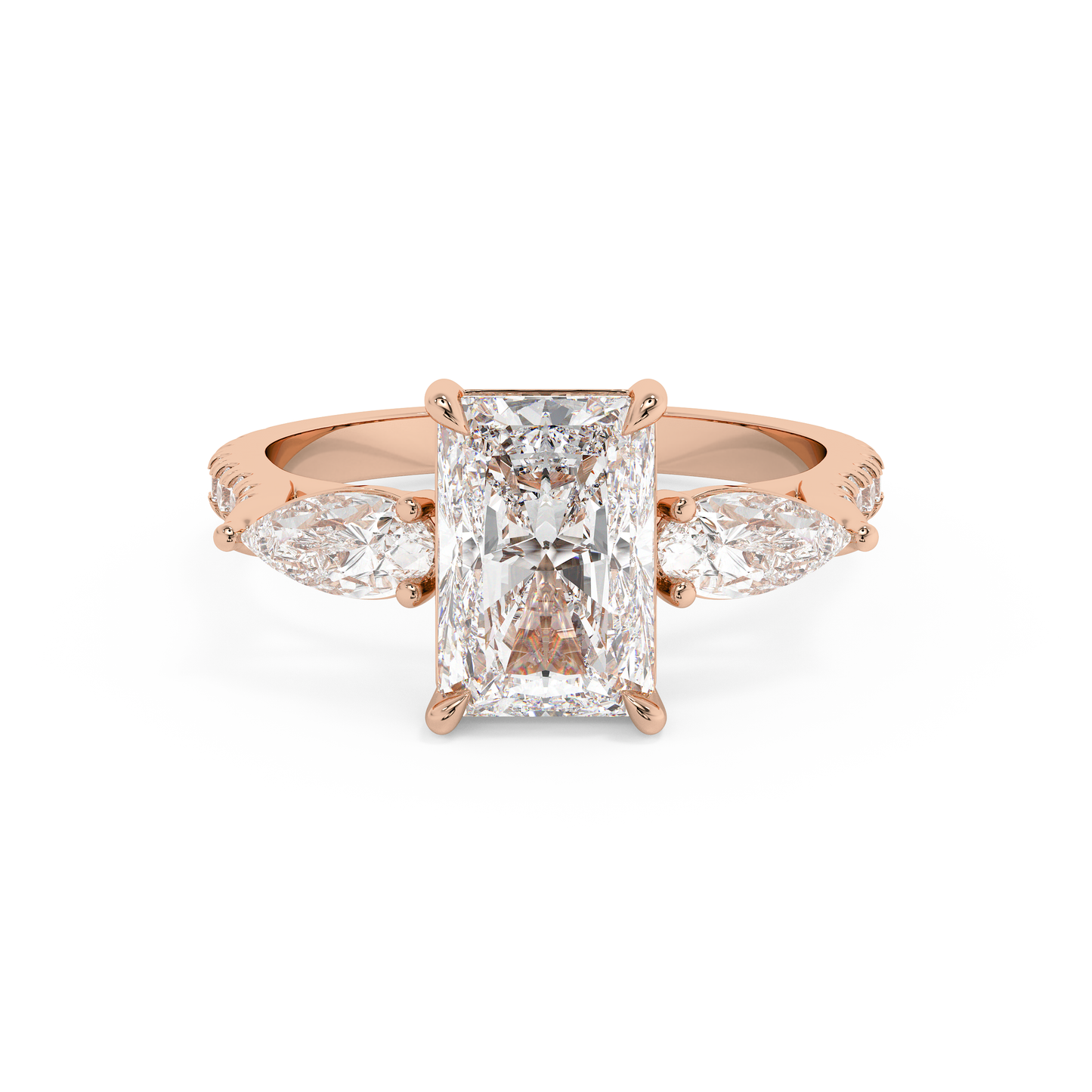 Emerald Solitaire Lab Grown Diamond Engagement Ring
