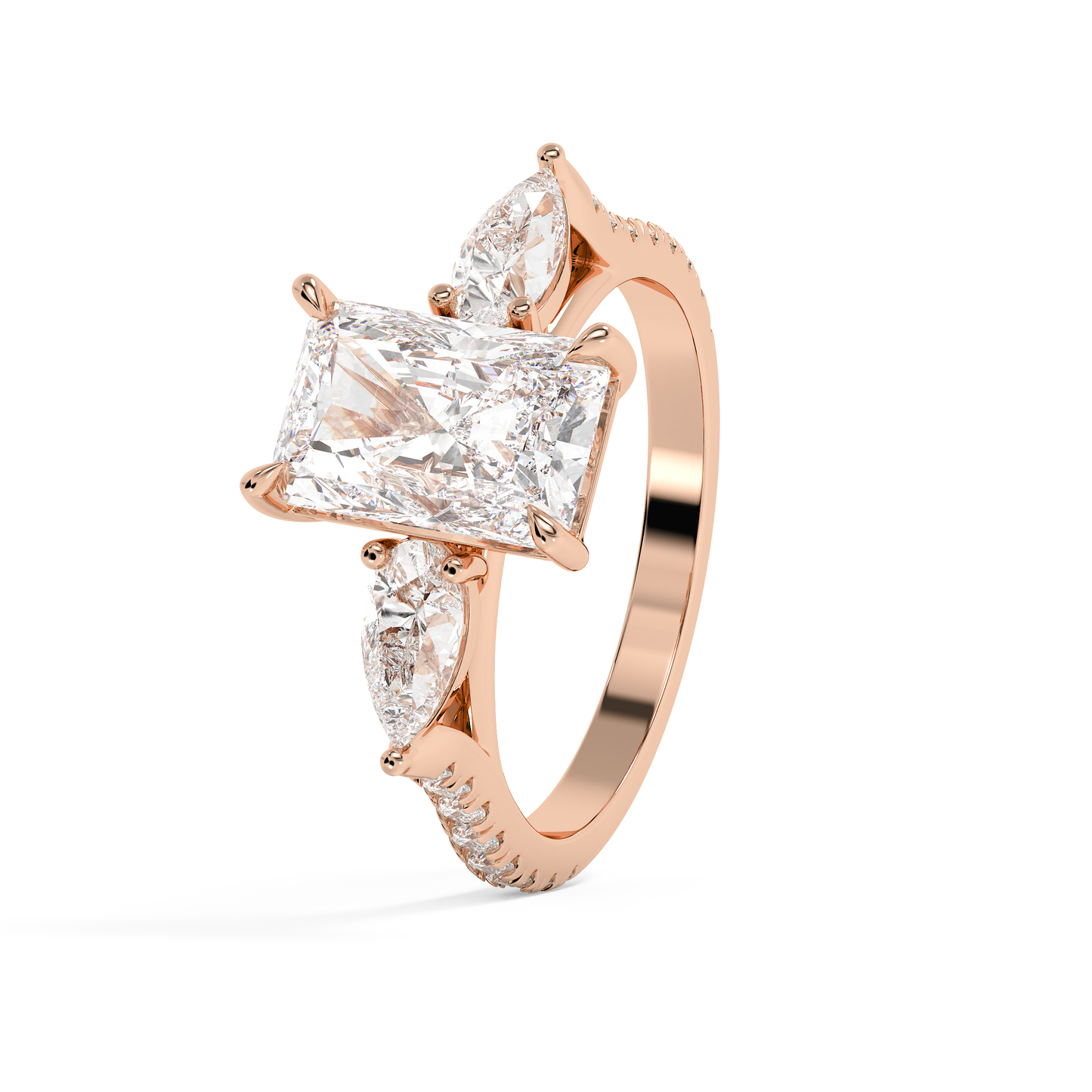 Emerald Solitaire Lab Grown Diamond Engagement Ring
