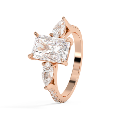 Emerald Solitaire Lab Grown Diamond Engagement Ring