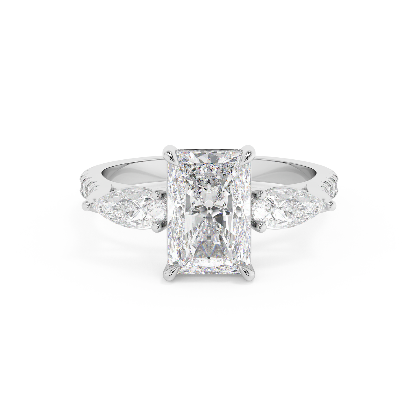 Emerald Solitaire Lab Grown Diamond Engagement Ring
