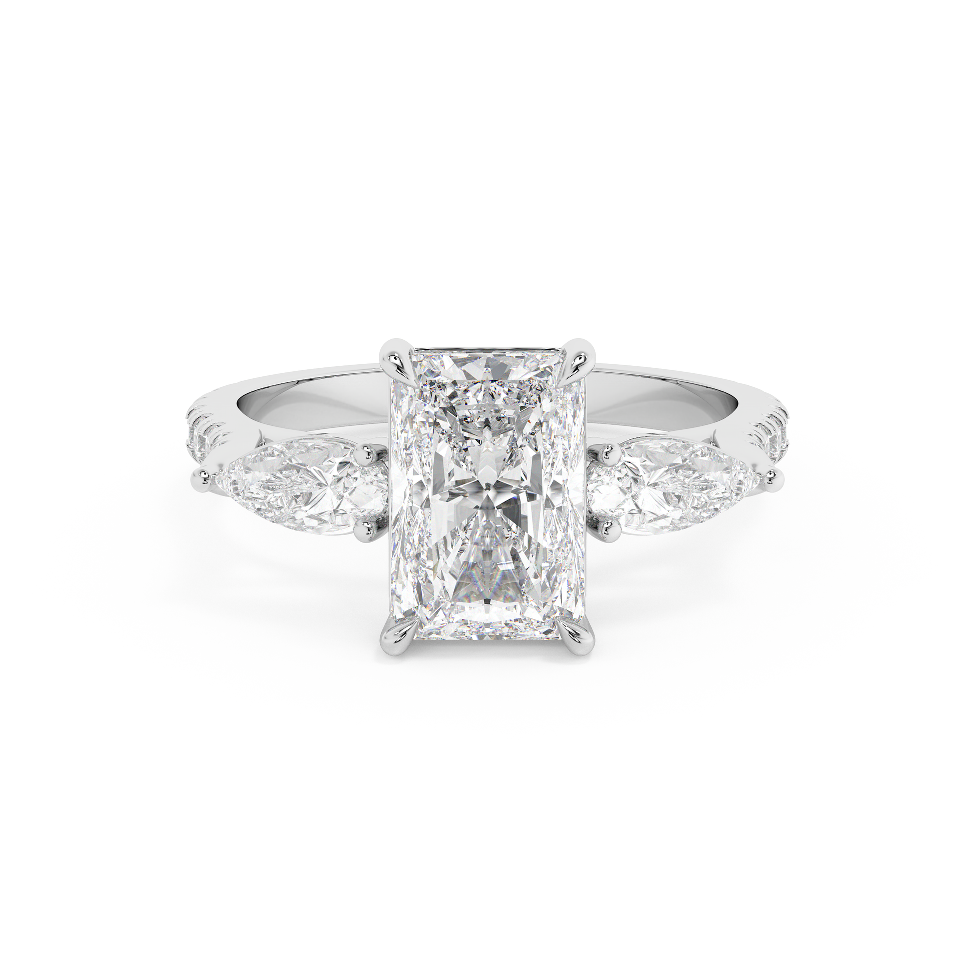 Emerald Solitaire Lab Grown Diamond Engagement Ring