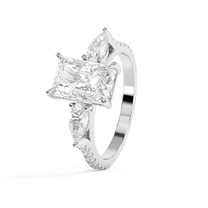 Emerald Solitaire Lab Grown Diamond Engagement Ring