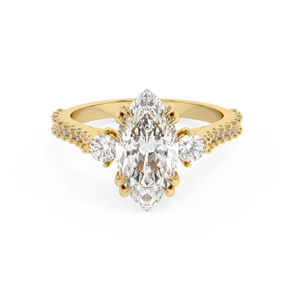 Emerald Solitaire Lab Grown Diamond Engagement Ring