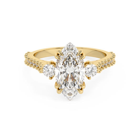 Emerald Solitaire Lab Grown Diamond Engagement Ring