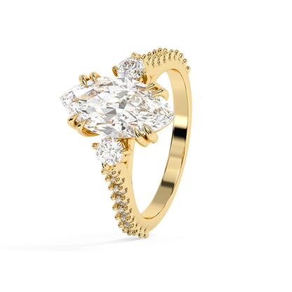 Emerald Solitaire Lab Grown Diamond Engagement Ring