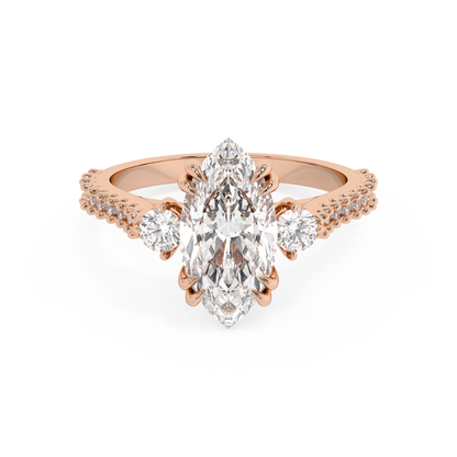 Emerald Solitaire Lab Grown Diamond Engagement Ring