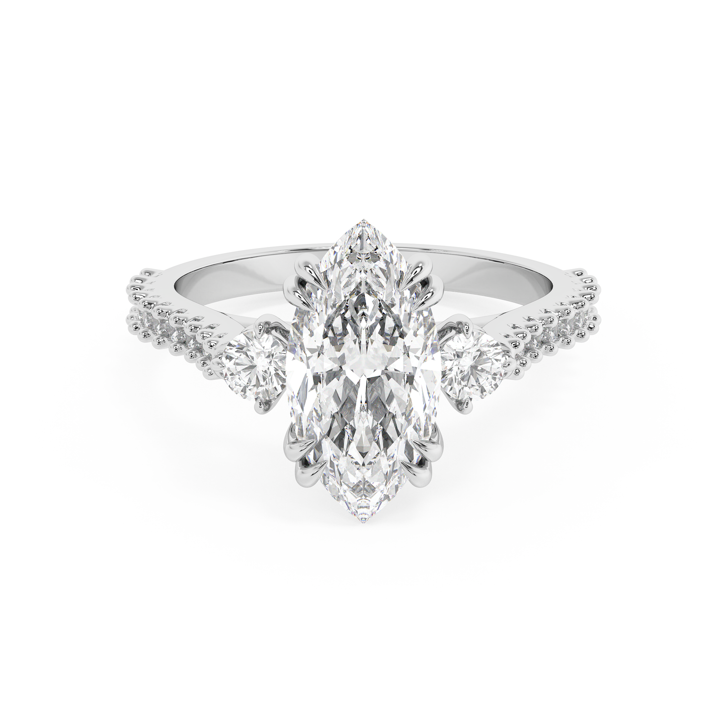 Emerald Solitaire Lab Grown Diamond Engagement Ring
