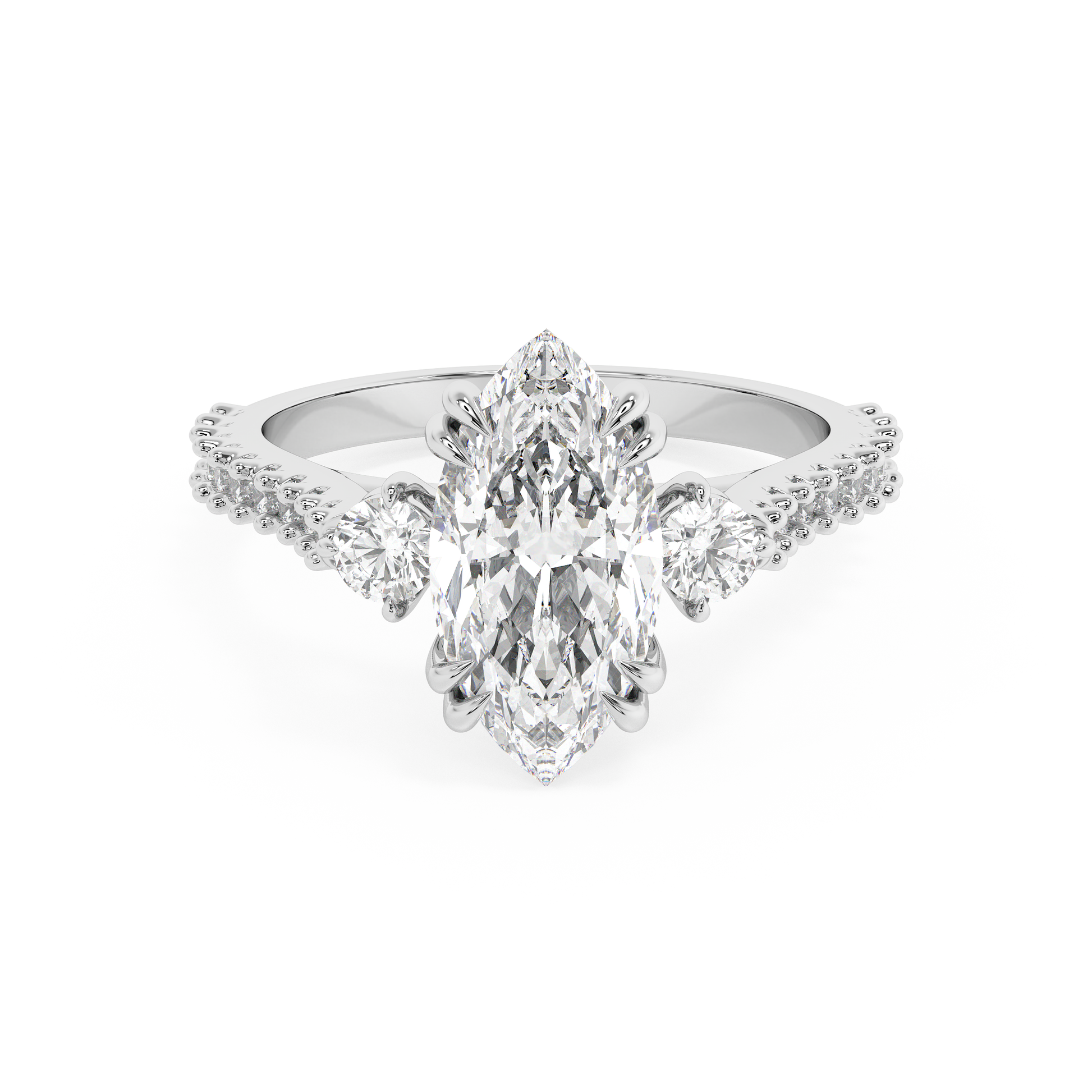 Emerald Solitaire Lab Grown Diamond Engagement Ring