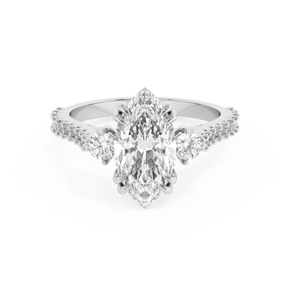 Emerald Solitaire Lab Grown Diamond Engagement Ring