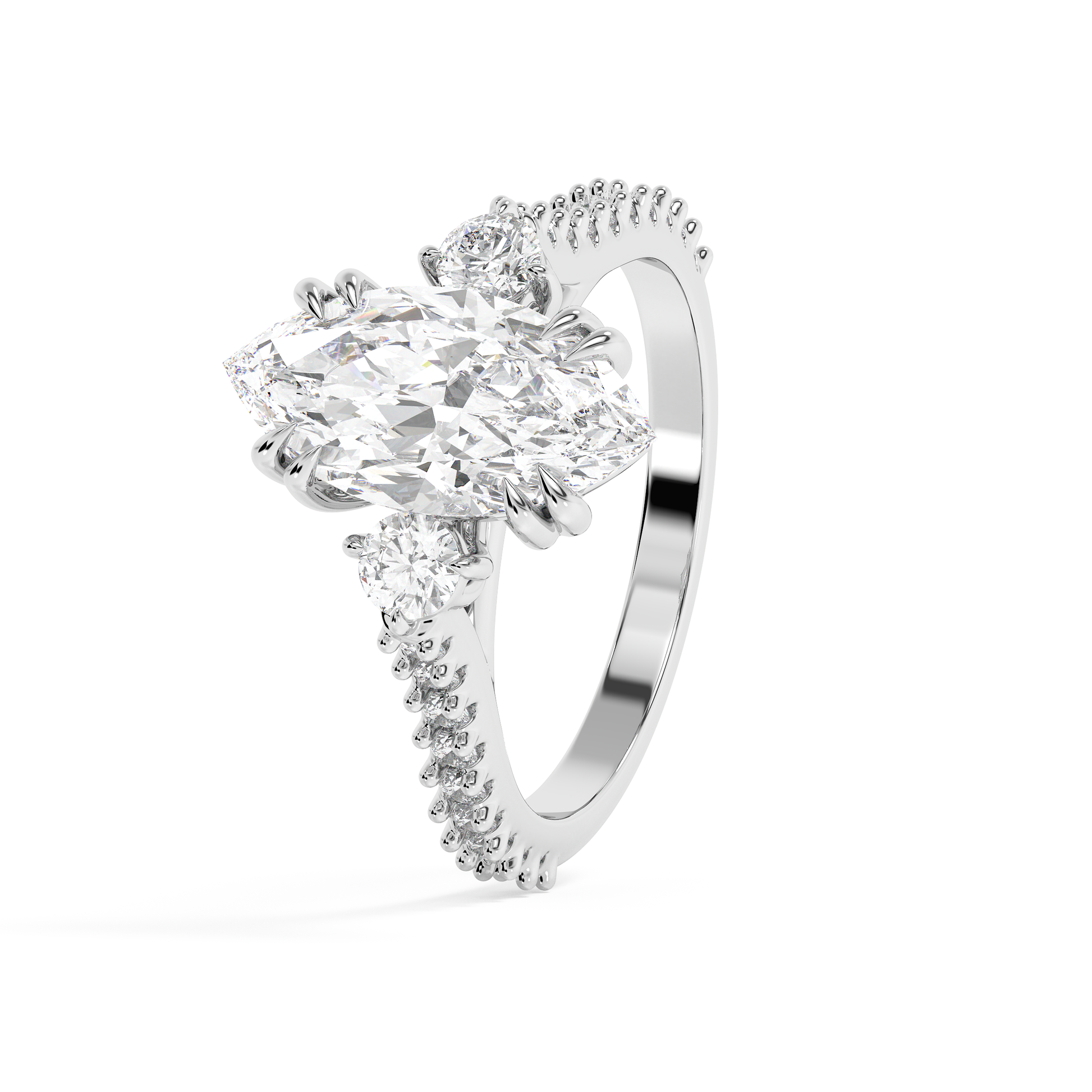 Emerald Solitaire Lab Grown Diamond Engagement Ring