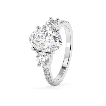 Emerald Solitaire Lab Grown Diamond Engagement Ring
