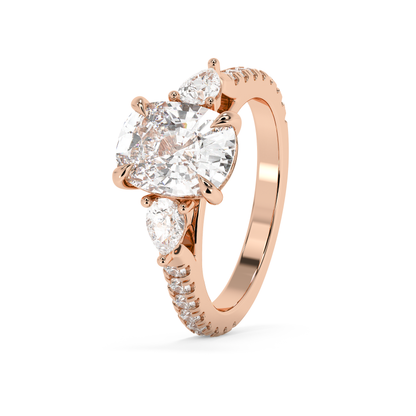 Emerald Solitaire Lab Grown Diamond Engagement Ring