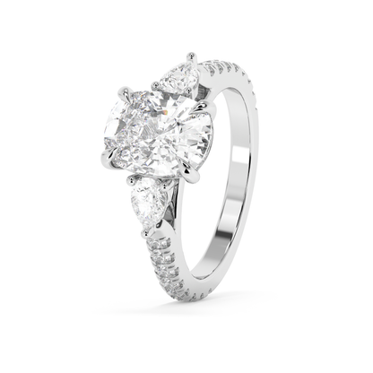 Emerald Solitaire Lab Grown Diamond Engagement Ring