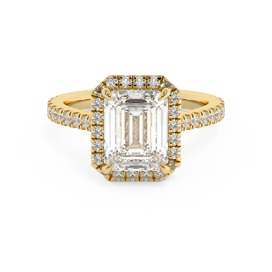 Emerald Solitaire Lab Grown Diamond Engagement Ring