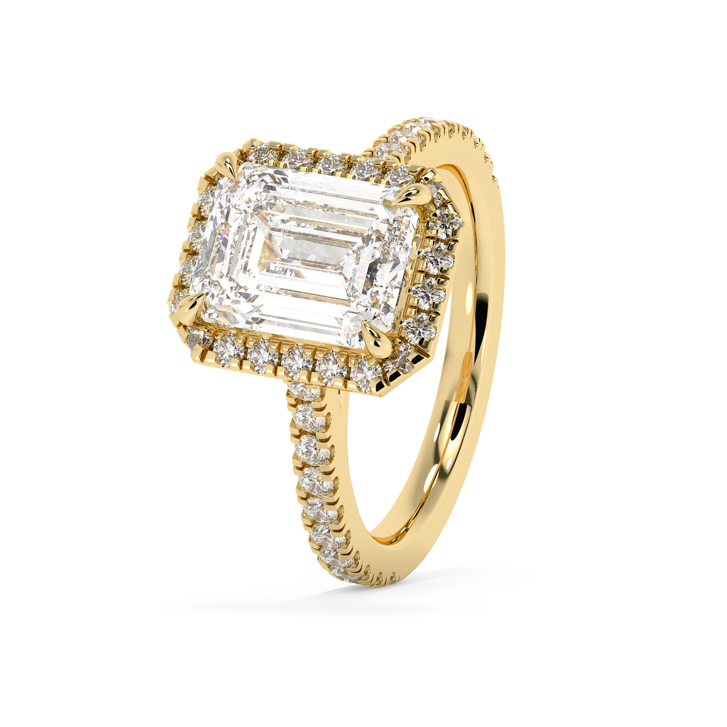 Emerald Solitaire Lab Grown Diamond Engagement Ring